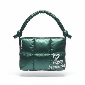 NWT - Starbucks Limited Edition Green Quilted Tote Bag With "Love Starbucks" Pri
